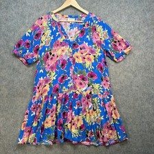 Sezane Mini Dress Size UK 12 Multi Lenitta Floral Print Summer Glow V-Neck Paris