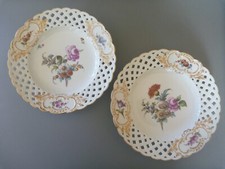 Meissen Blank Cabinet Dessert Plate - Augustus Rex: Reticulated Floral Posy 21cm