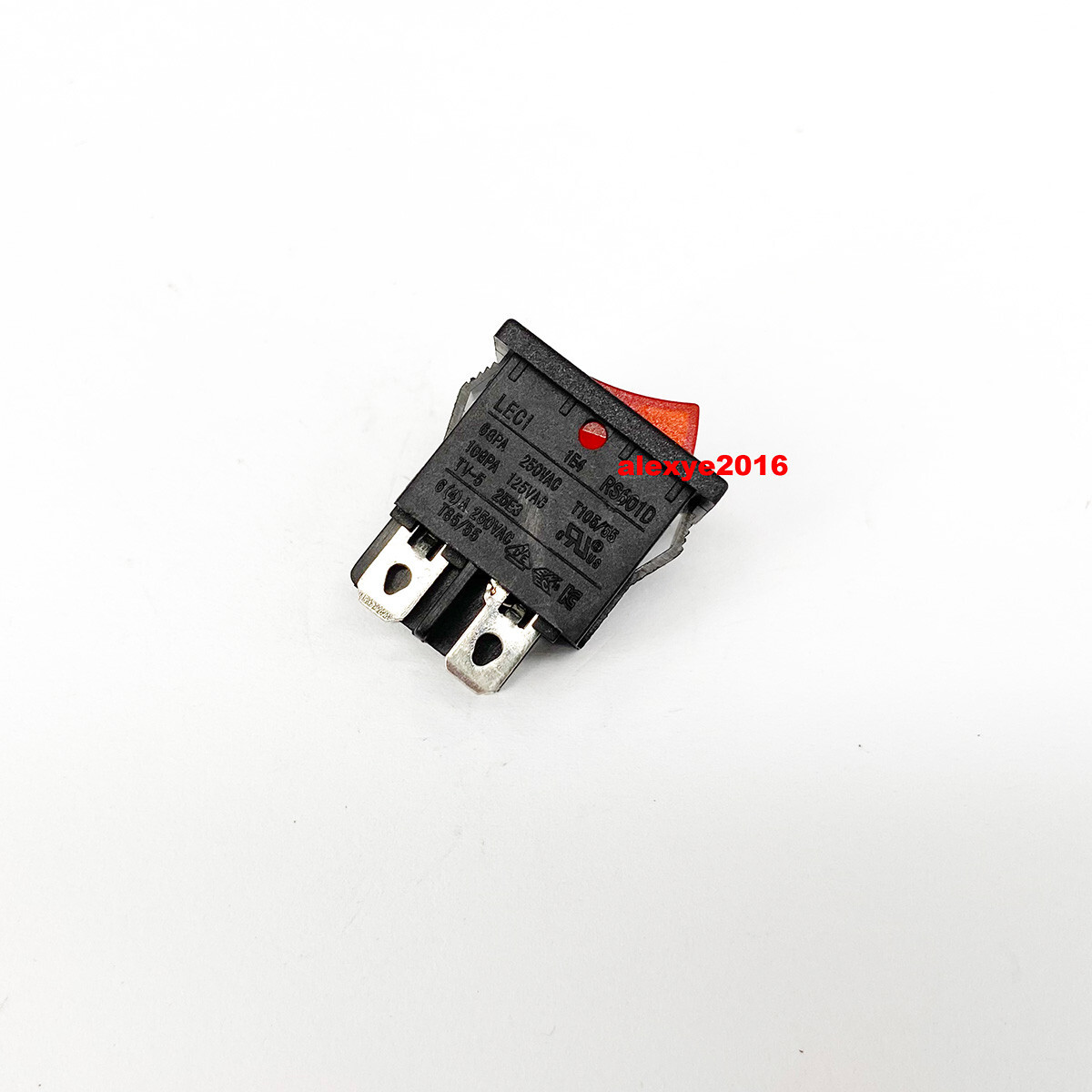 LECI 1E4 RS601D Rectangle Red Lamp Button TV-5 Switch 4 Pins ON