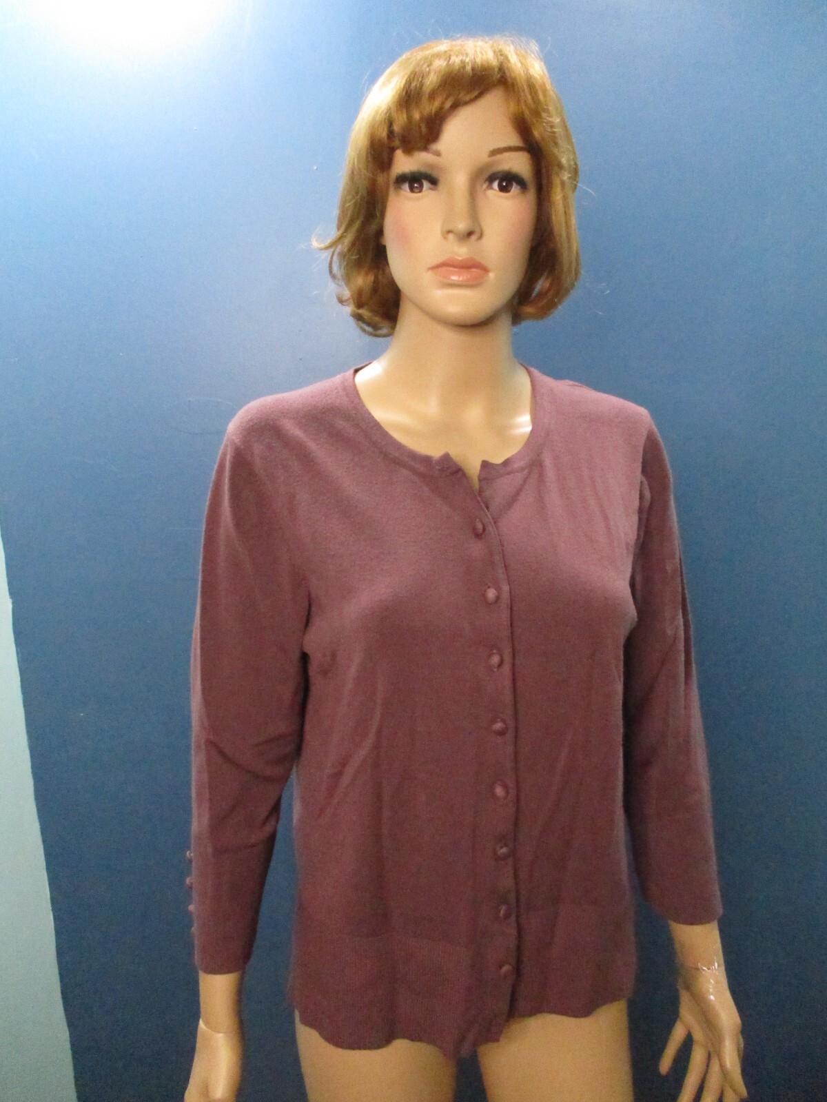 size PL purple button down knit jacket blouse GRA… - image 1