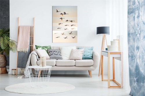 Flock of Birds Flying Formation Framed Canvas Print Wall Art Home Decor - Picture 3 of 6