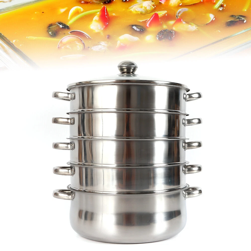 5-Tier Stainless Steel Steamer - Versatile Cooking for Home & Commercial Use