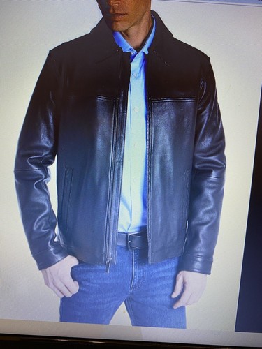 PERRY ELLIS MEN'S FULL-ZIP LEATHER JACKET. US SIZE M(UK SIZE38) COLOUR BLACK. - Picture 9 of 9