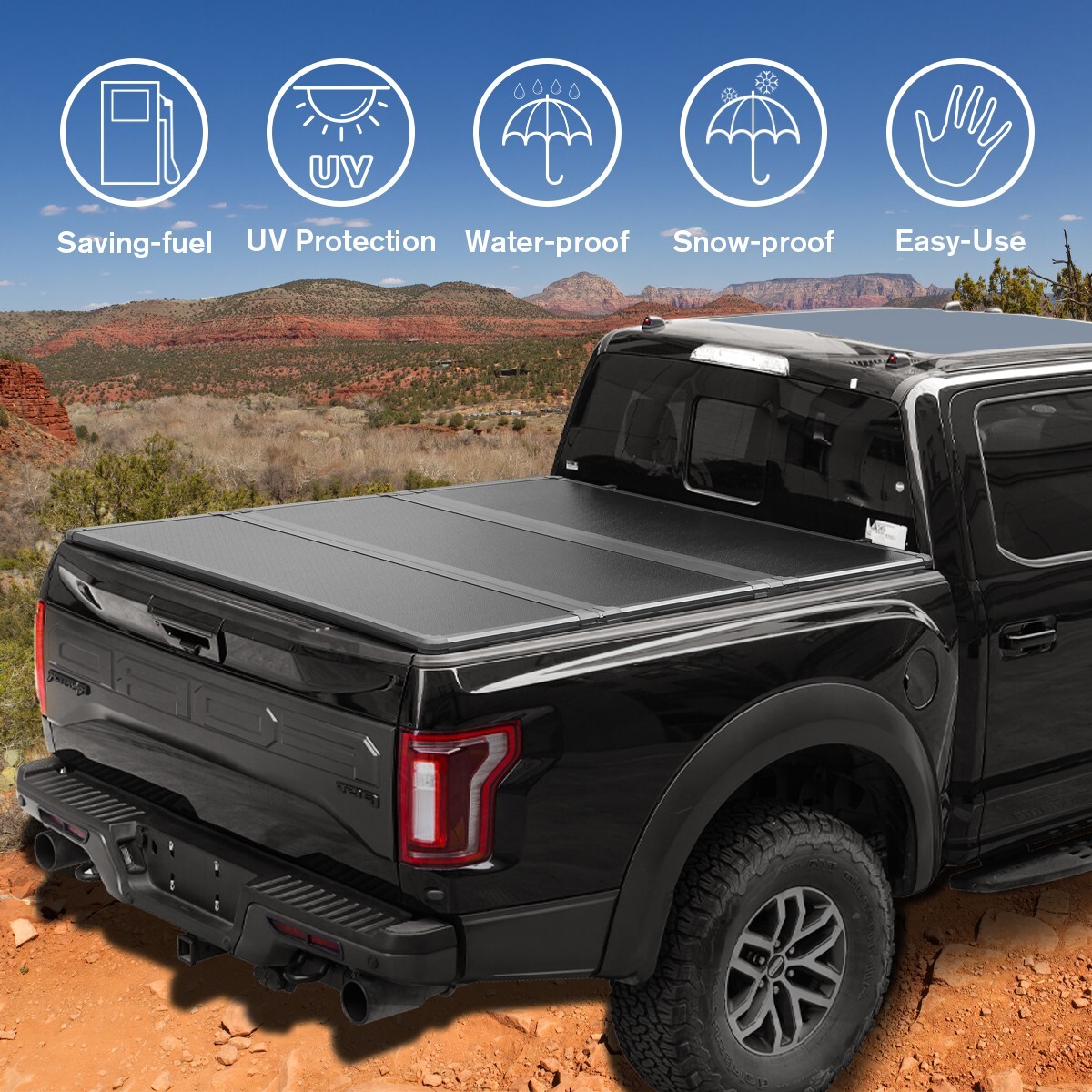 6.6FT Tri-Fold Hard Tonneau Cover For 2019-2025 Chevy Silverado & GMC Sierra 1500 - Black, Waterproof