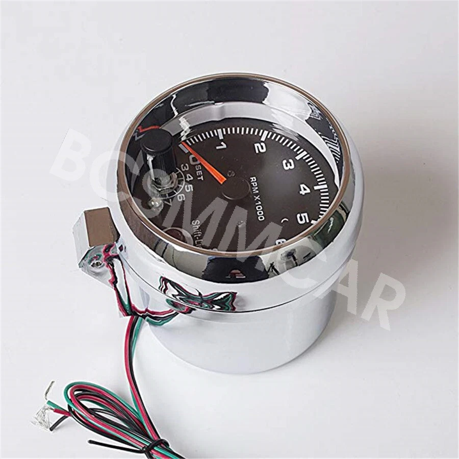 Medidor de tacómetro Chorme de 3,75" 0-8000 RPM aguja roja retroiluminación ajustable para coche Foto 3 de 4