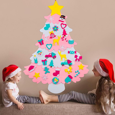 Kids Felt Christmas Tree for Kids Wall, 35PCS DIY Felt Christmas Tree Set for To