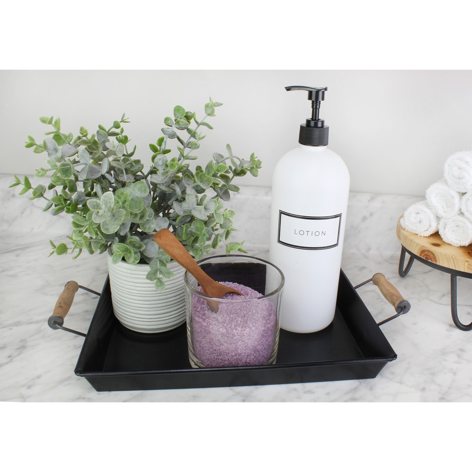 White Plastic Shower Pump Bottles Set of 3; 32oz for Shampoo, Body Wash