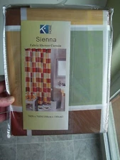 Kashi Home-Sienna Fabric Shower Curtain New Colorblock 70x70" Yellow Orange gree