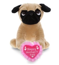 PLUSH MOTHERS DAY HEART - PLUSH - PUG DOG 8"