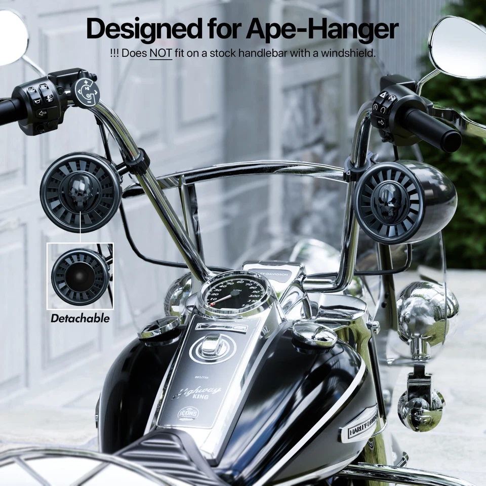 600W Amplifier Bluetooth Stereo Speakers Audio System Harley Motorcycle ATV UTV - Image 3 of 4