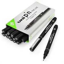 Uni Pin Fineliner Drawing Pen Black Ink 0.9mm Nib Pack of 12