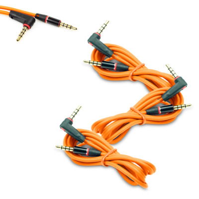 3X 4FT 3.5MM AUX AUXILIARY L-SHAPE AUDIO CABLE ORANGE FOR LUMIA 1020 Z10 Z30 Q10