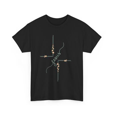 Minimalist Christian Tshirt Floral Jesus Minimalist Cotton T-Shirt