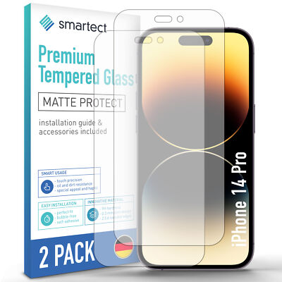 2x Schutzglas Panzerfolie Full Screen Matt für iPhone 14 Pro Displayschutz Glas
