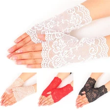 New Women Evening Bridal Wedding Party Dressy Lace Fingerless Gloves Mitten St