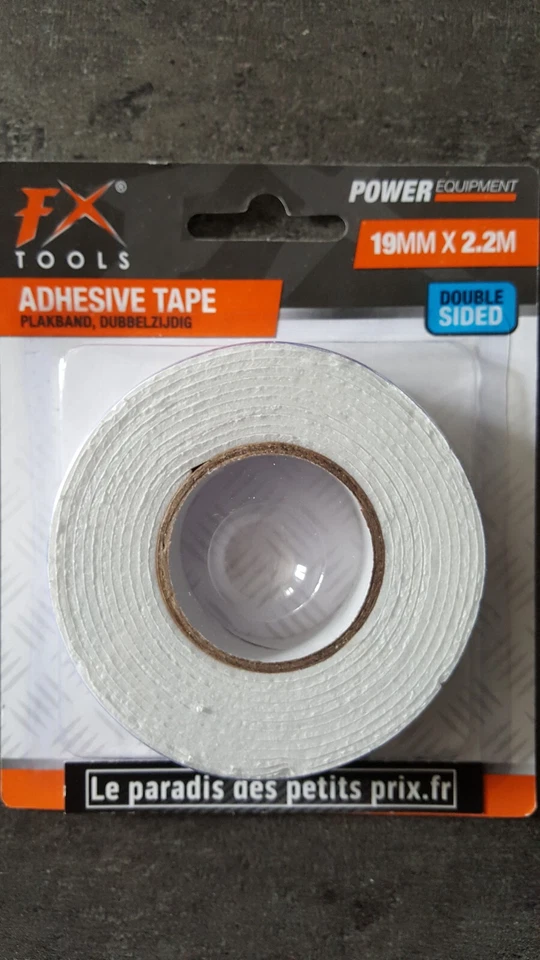 Ruban scotch double face, rouleau adhésif double face 19 mm x 2.2 mètres