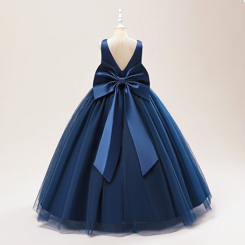 Big Bow Girl Bridesmaids Dress Kid Wedding Party Prom Pageant Princess Ball Gown - Picture 10 of 32