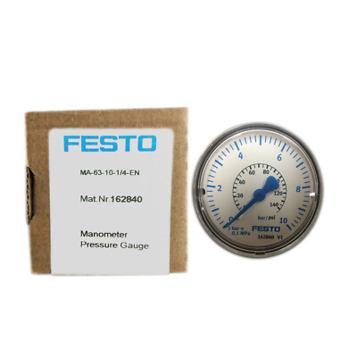 NEW Festo MA-63-10-1/4-EN Pressure Gauge 0-10 Bar 1/4'' NPT- 162840