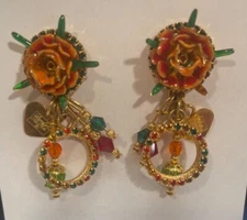 Lunch at the Ritz Orange Marigold “Marmalades” Flower Post Earrings