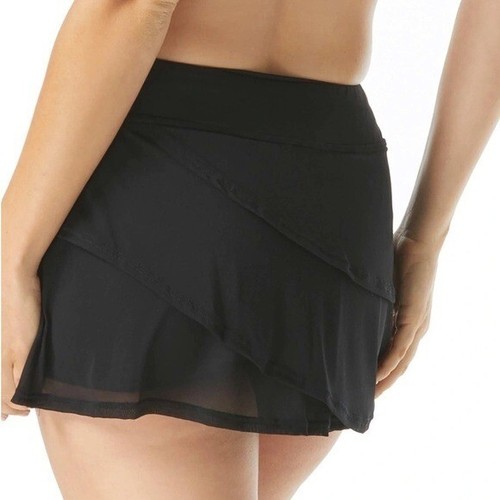 Coco Reef Women's Castaway Black Sway Mesh Layer Swim Skort black skirt short - Picture 4 of 8