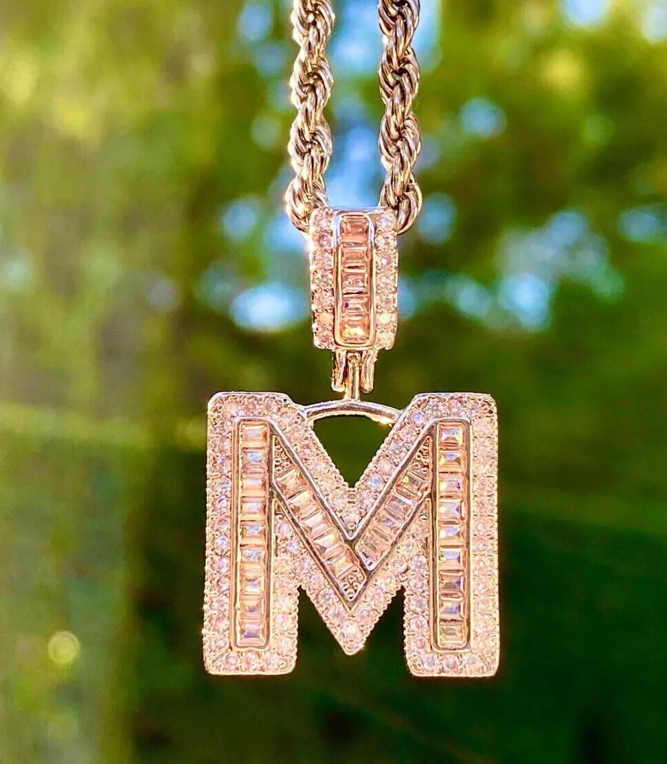 Letter M Pendant Necklace in Gold