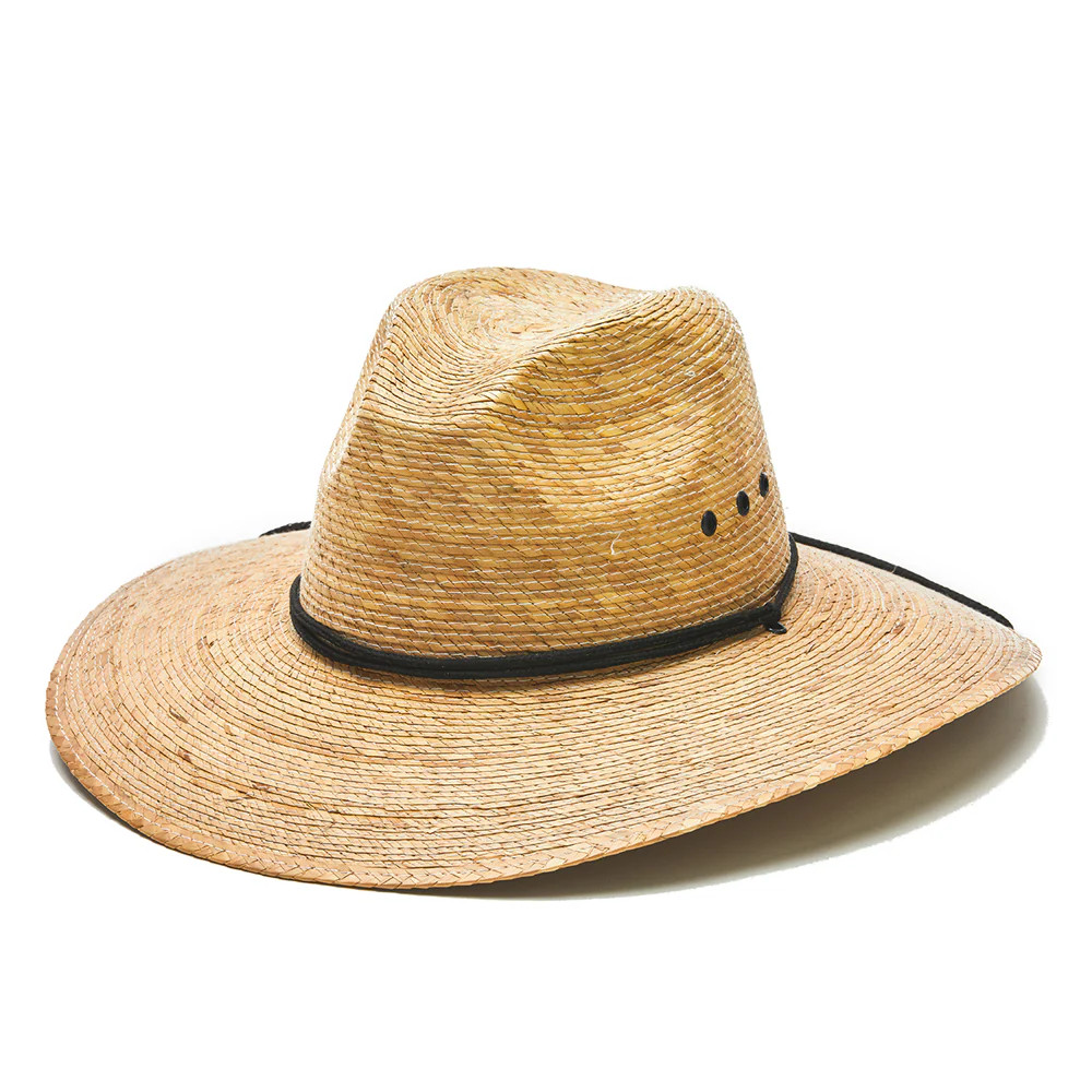 Men's Palm Tree Leaf Straw Sun Lifeguard Beach Hat Raffia Wide Brim