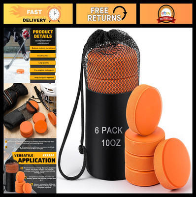 10 oz Weighted Ice Hockey Pucks - Heavy Training Puck with Mesh Bag for Stick Ha