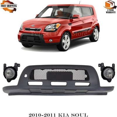 Front Bumper Cover Primed Plastic & Fog Lights Assembly For 2010-2011 Kia Soul