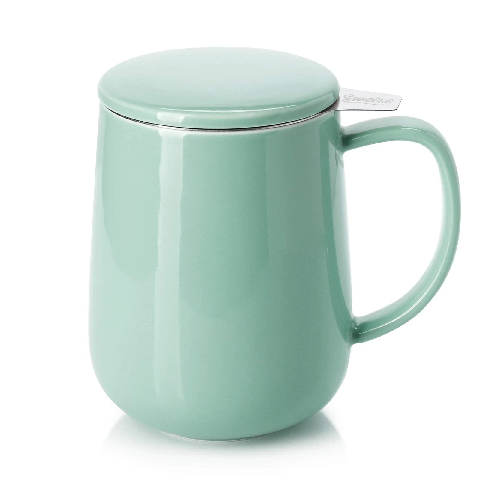 Sweese 20 OZ Porcelain Tea Mug with Infuser and Lid, 20 Ounces, Mint Green