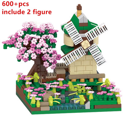 2138 Stck. Kirschblüte Baum Haus Zug Bausteine Zum Selbermachen Ziegel Set für Kinder