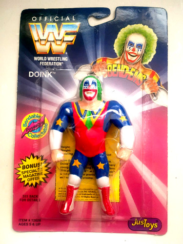 JustToys Doink the Clown WWF Bend-Ems 5 Vintage 19...