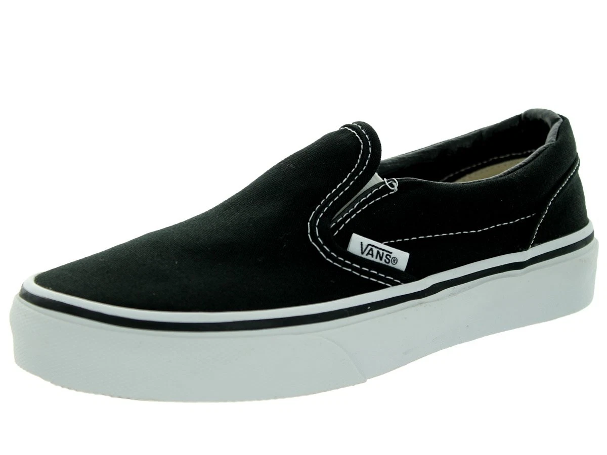 Vans Youth Classic Slipon Shoes | Black/True White | Authentic New