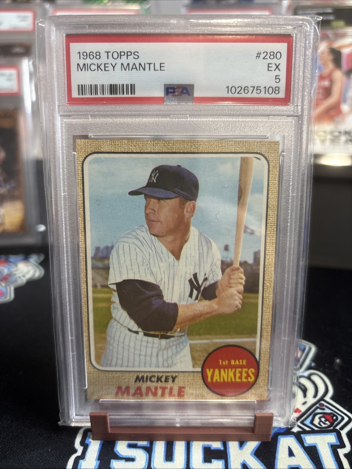 1968 Topps #280 Mickey Mantle New York Yankees HOF PSA 5 EX
