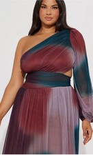 Long Off Shoulder  Multicolor Dress XL