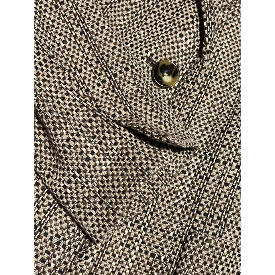 Talbots Womens Brown Tweed Lined Wool Blend Blazer Career Office Size 14 EUC - Image 2 of 4