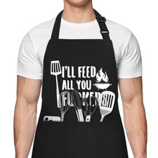 Funny Aprons for Men, I'll Feed All You Chef Apron with 3 Pockets, Adjustable...