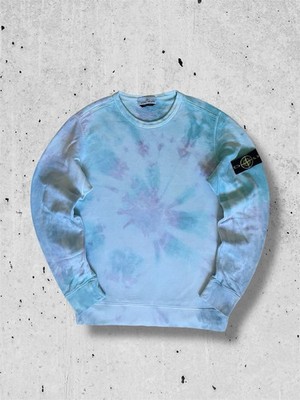 Stone Island Pullover Sweater Knit Hellblau Türkis Violett Batik Off Dye L