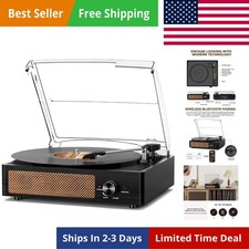 Record Player for Vinyl with 2 Build-in Speakers LP Vinyl Players Belt-Driven...