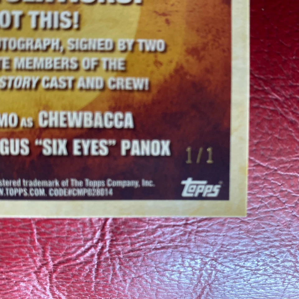 2018 Solo Star Wars Suotamo As Chewbacca & Panox Dual Autograph Auto DA-SA 1/1 - Image 3 of 4