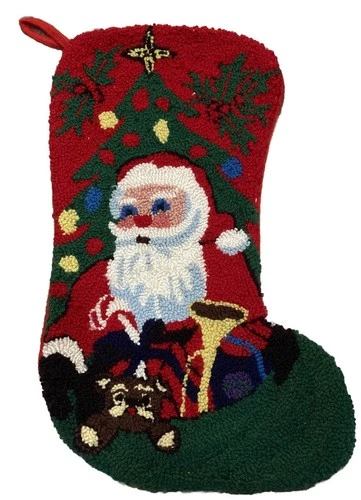Vintage Santa Claus needlepoint christmas stocking. Lovely!