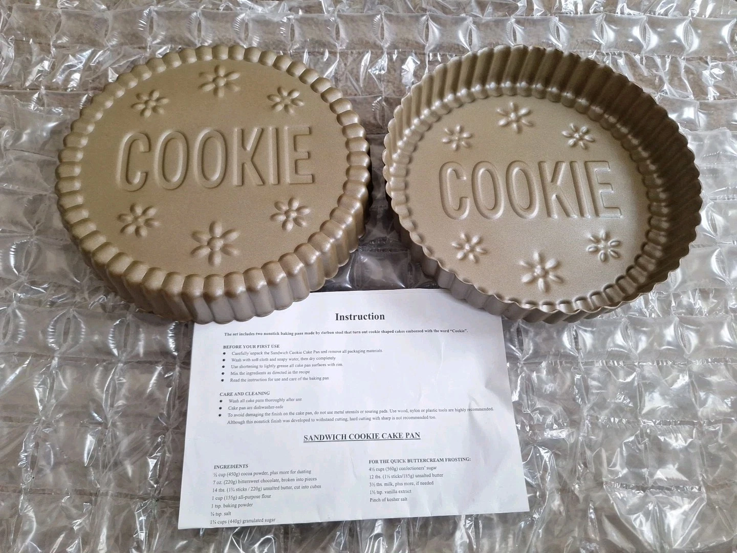 Cookie Sandwich Cake Pan Set of 2 with Instructions