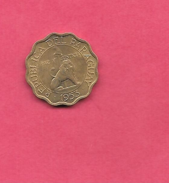 PARAGUAY KM26 1953 UNCIRCULATED-UNC MINT OLD ANTIQUE 15 CENTIMOS COIN