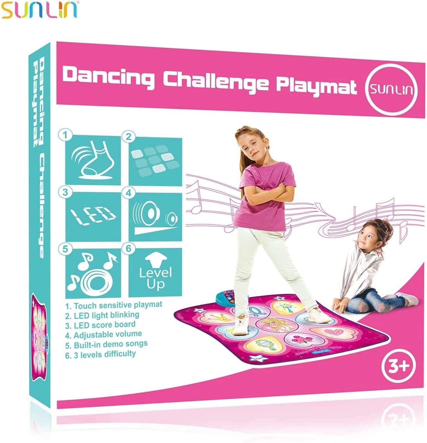 Dance Mat - Rhythm Step Play Mat - Dance Game Toy Pad with LED Lights, Gift for