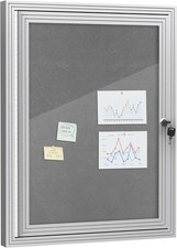 26"x20" Enclosed Bulletin Board Outdoor Lockable Weather-Resistant Aluminum Cork