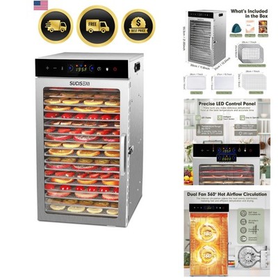 Food Dehydrator Machine 1000W 18 Trays Stainless Steel Commercial Food Dehydr...