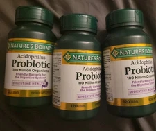 3  Nature's Bounty Acidophilus Probiotic 100 Million Organisms Digestive Health 