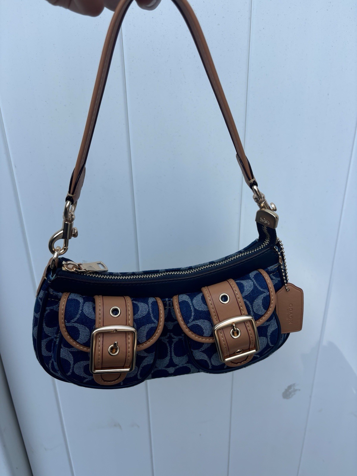 Coach Ashton Shoulder Denim shoulder bag Signature  canvas Purse