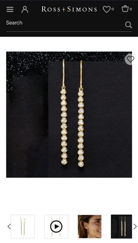 $429 Ross Simon 18k Yellow Gold/Sterling Silver Diamond Linear Tennis earrings - Picture 5 of 9
