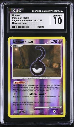 CGC 10 GEM MINT Unown ? 82/146 Legends Awakened Reverse Holo Pokemon Card