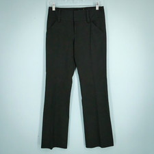 Alice + Olivia Size 0 Black Button Zip Stretch Straight Cotton Blend Dress Pants